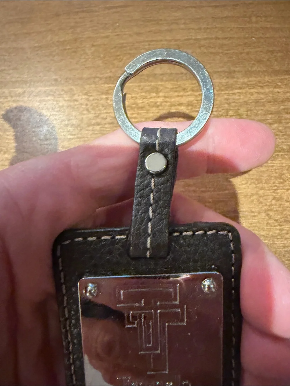 Tignanello Key Ring Keychain Dark Brown Leather